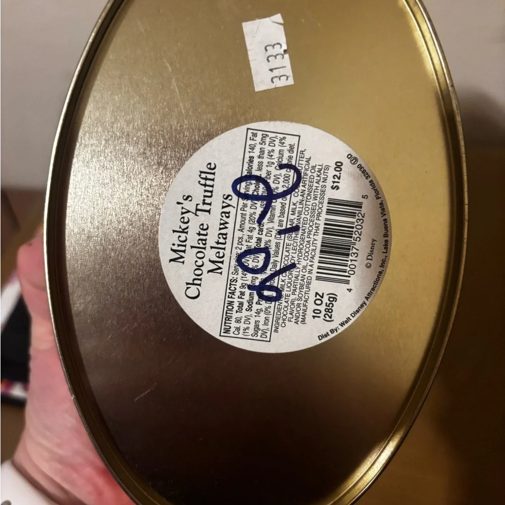 Disney Gold Tin with Mickey's Chocolate Truffle Meltaways